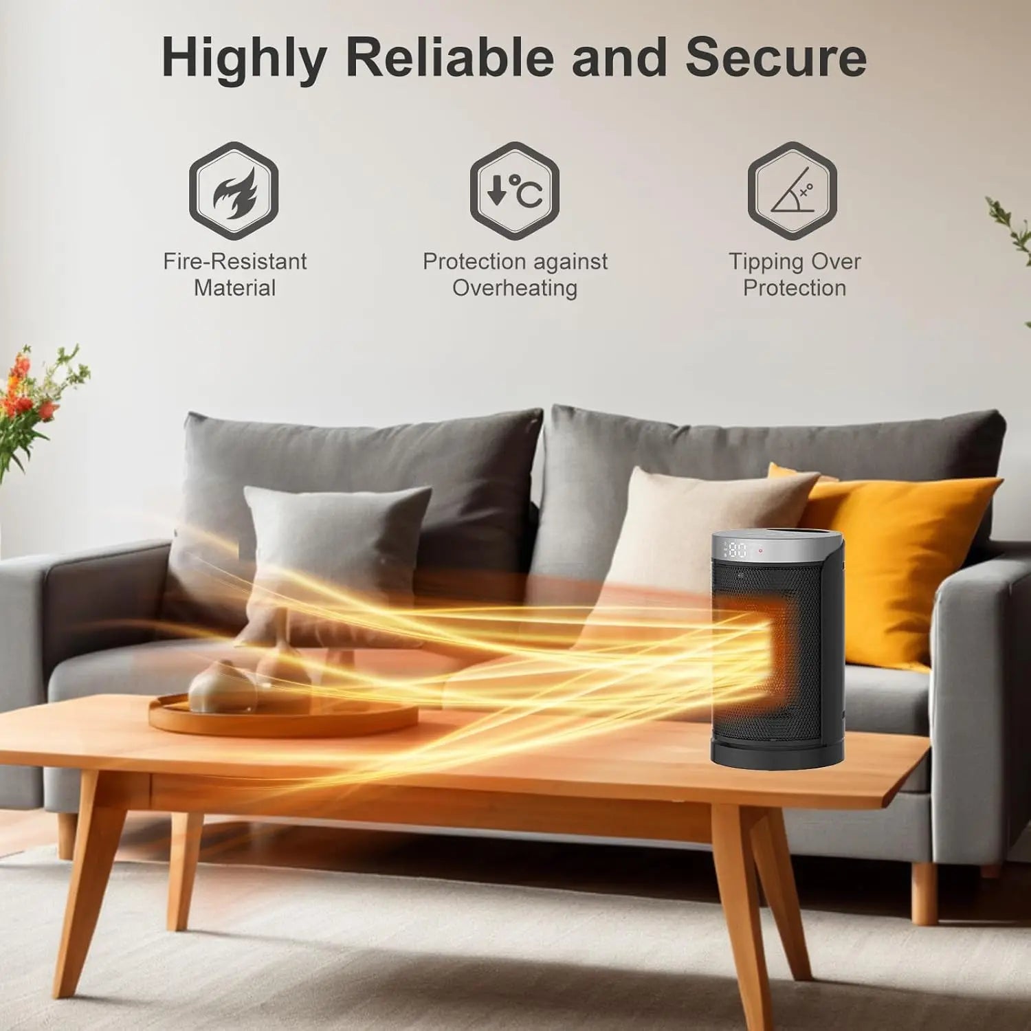 Portable Electric Space Heater with Thermostat, Remote, 70° Oscillation, Timer & 5 Modes for Indoor Home Office Use