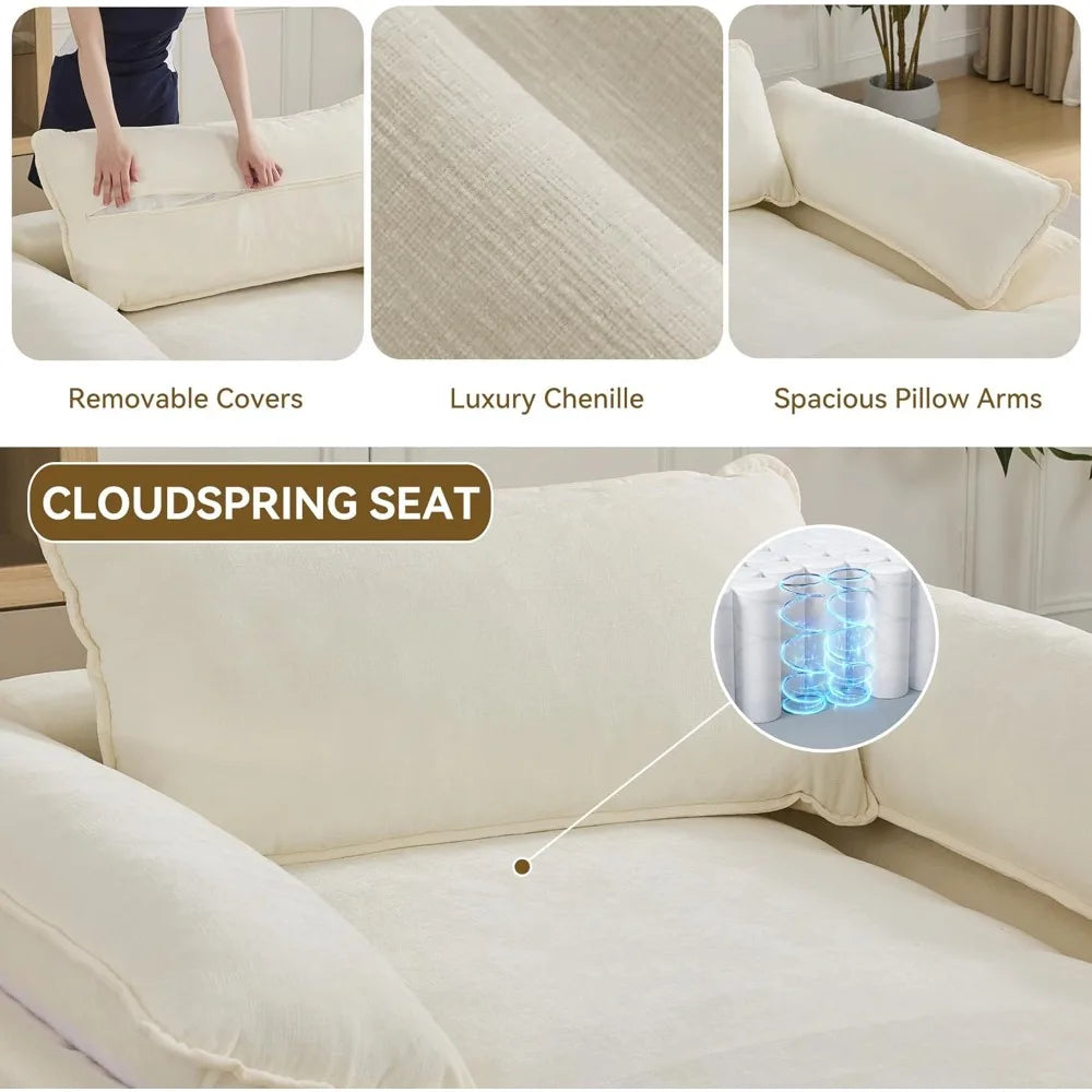 Beige Oversized Chaise Lounge Chair