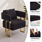Modern Barrel Accent Chairs 2pcs Upholstered Gold Legs