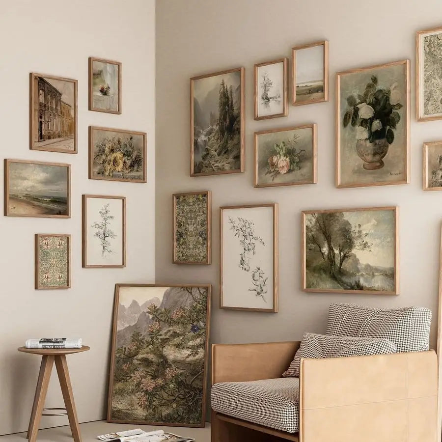 French Country Farmhouse Gallery Wall Frame Set Prints for Bedroom Bathroom, Rustic Landscape