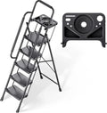 Folding Step Stool with Safe-Lock Design, 500 lbs Sturdy Steel Ladder
