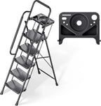 Folding Step Stool with Safe-Lock Design, 500 lbs Sturdy Steel Ladder