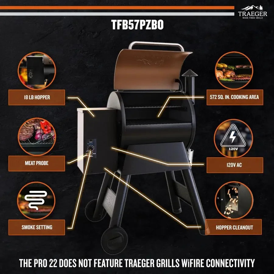 Grills Pro 22 Wood Pellet Grill amp Smoker, Electric Pellet Smoker Grill Combo, 572 sq. in. Grilling Capa