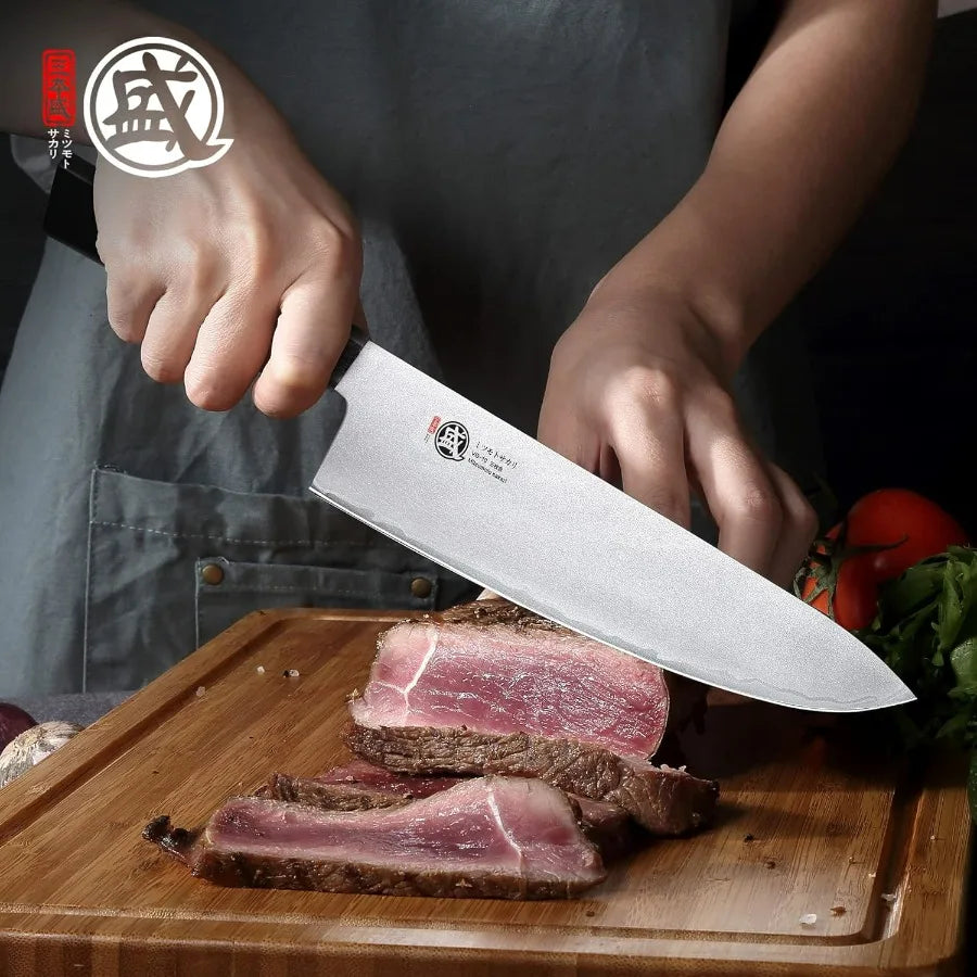 8 Inch Hand Forged Kitchen Knife for Meat & Vegetables, G10 Handle with Sandalwood Box