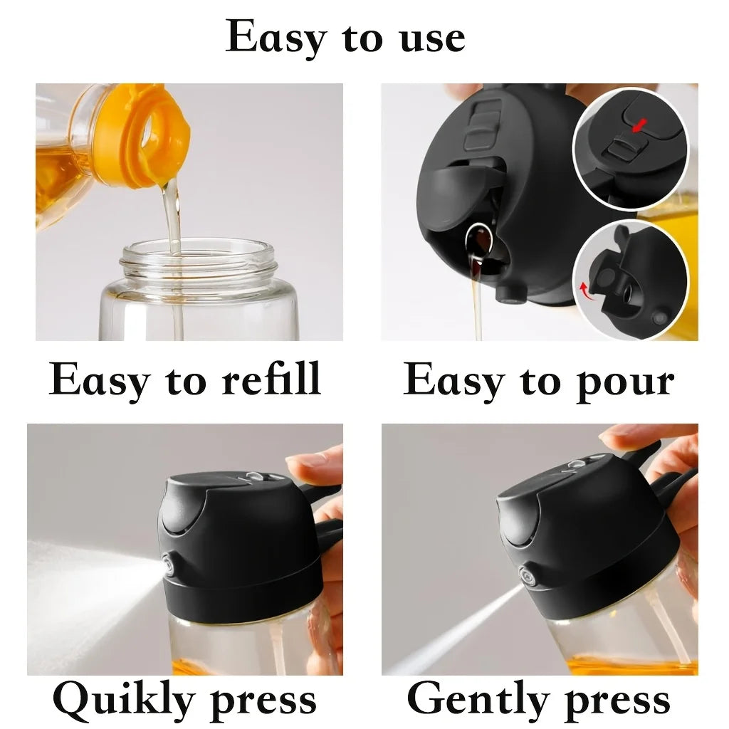 – 15.89oz, Dual-Use Spray & Pour, Drip-Proof, for Air Fryer, Olive Oil, Soy Sauce,