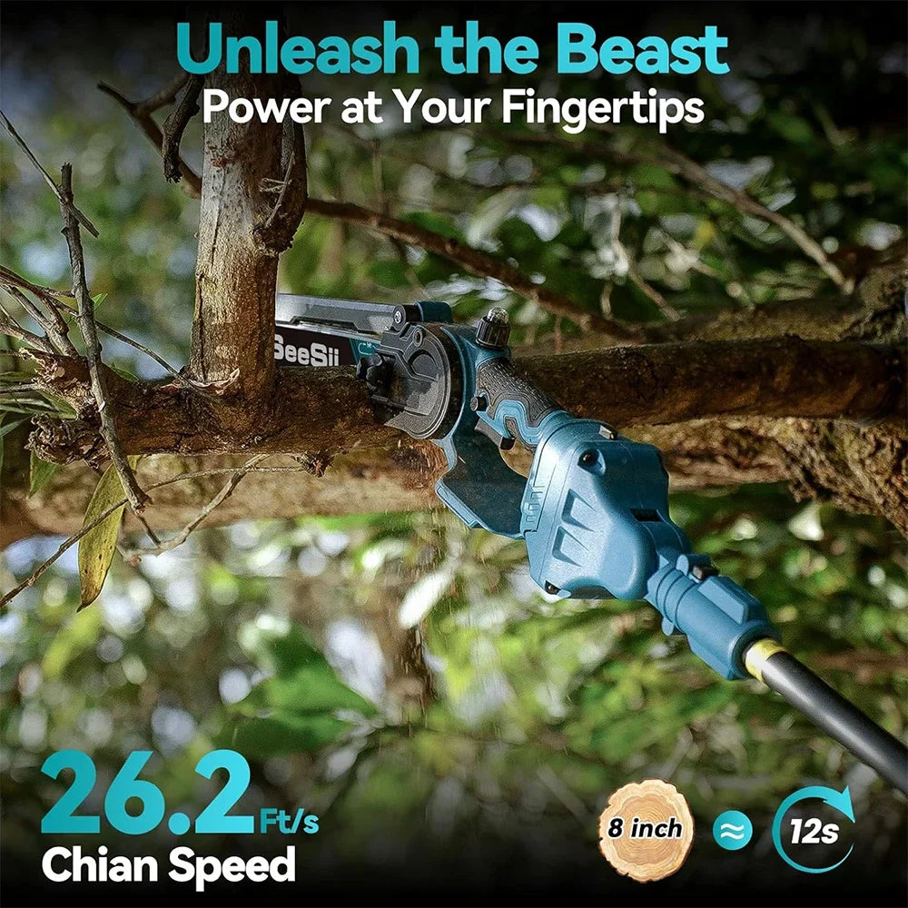 Seesii 2 in 1 Cordless 6" 8'' Pole Saw Mini Chainsaw Power Electric Polesaw