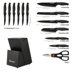 15 Pieces Carbon Steel Kitchen Knife Block Set, Built-in Knife Sharpener, Non-Slip