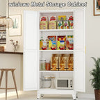 61 Metal Pantry Cabinet with 2 Doors & Adjustable Shelves