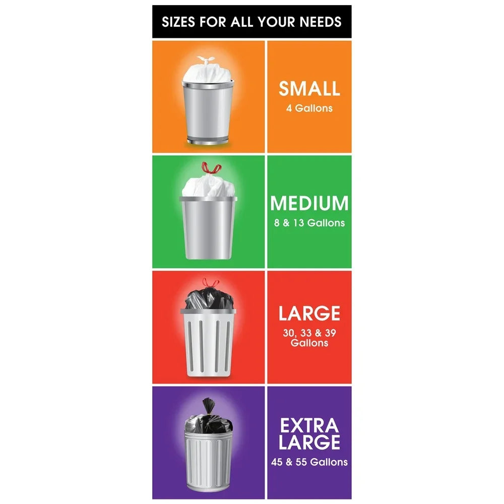 80 Count 13 Gallon Tall Kitchen Trash Bags Drawstring Leakproof