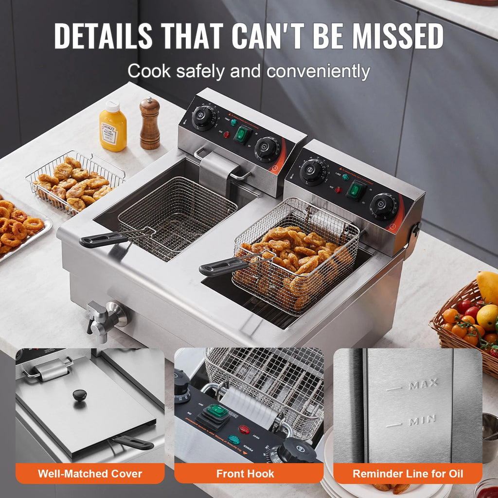 12L Electric Deep Fryer w/Dual Baskets