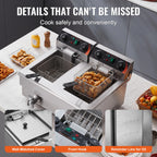 12L Electric Deep Fryer w/Dual Baskets