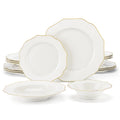 White Porcelain Tableware Set with Bowl, Dinner&Dessert&Soup Plate Set for 4/8