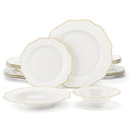 White Porcelain Tableware Set with Bowl, Dinner&Dessert&Soup Plate Set for 4/8