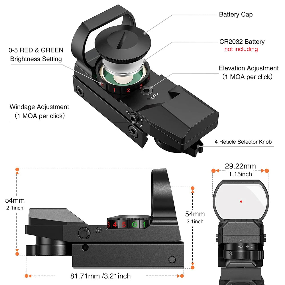 Tactical Red Green Dot Sight Scope Optics scope Red Dot Sight Hunting Optics
