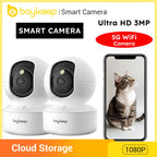 2PCS Upgrade Camera Pet & Baby Surveillance Motion Capture 5G/2.4GHz, View Remotely 360° Night Vision Pan & Tilt 2-Way A