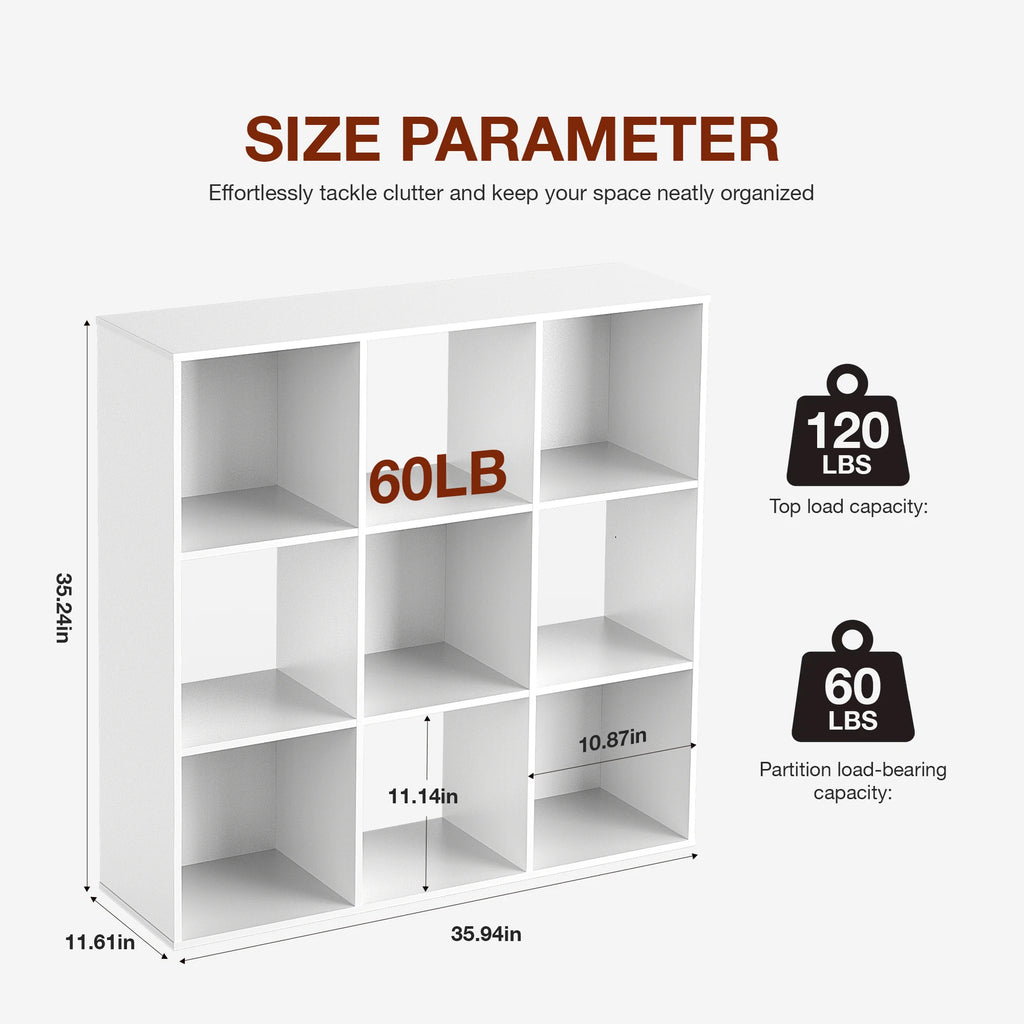9 Cube Storage Organizer Wooden Shelf Bookcase