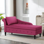 Velvet Chaise Lounge with Left Armrest & Storage Space