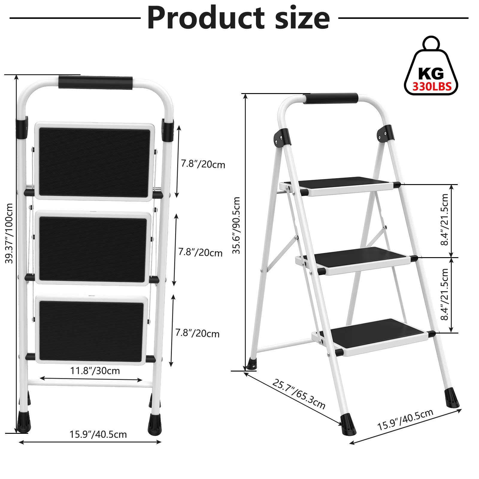 Folding Step Stool with Anti-Slip Pedal 330lbs Capacity