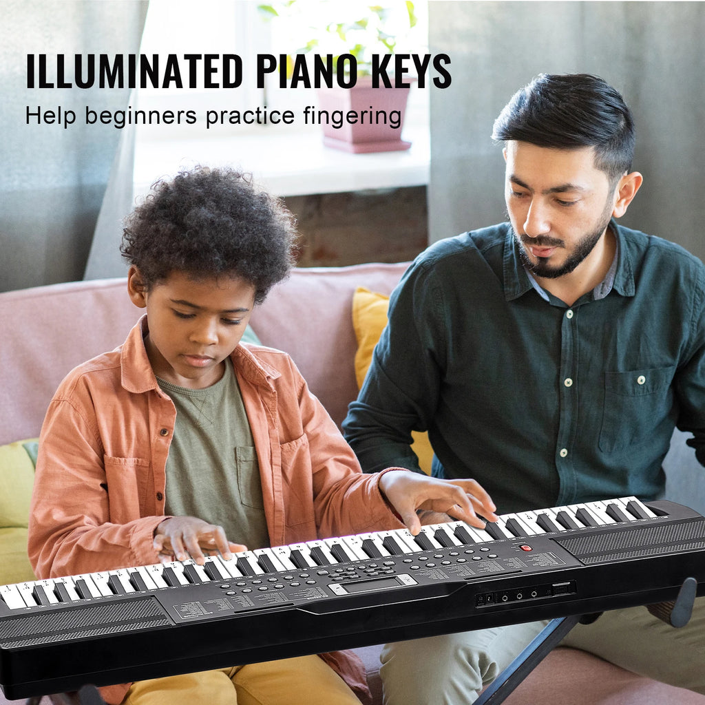 SucceBuy 61 Key Digital Keyboard Piano Electric Portable Piano 200 Tones 200 Rhythms or 600 Tones 500 Rhythms for Beginner Use
