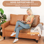 57" Upholstered 2Seat Sofa Couches with Solid Wood Legs Suitable for LivingRoom