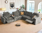 Oversized Modular Sectional Sofa with Double Power Recliner