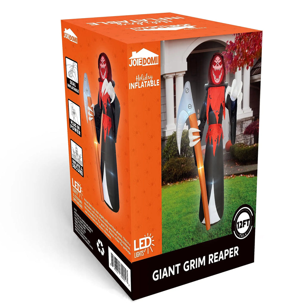 12 FT Halloween Giant Grim Reaper with Built-in LEDs