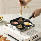 Non-stick iron omelette pan with four compartments for pancakes