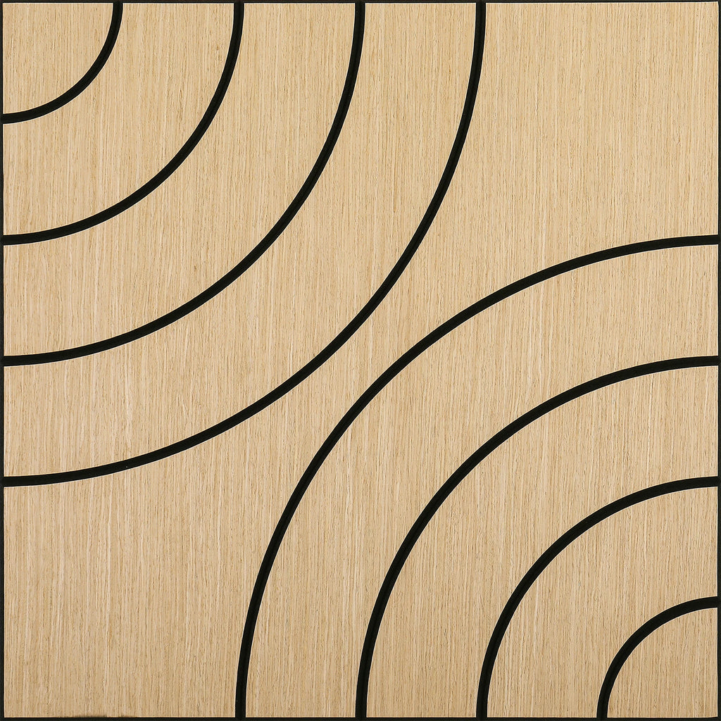 Acoustic Sound Absorbing 3D Wood Slat Self-Adhesive Peel and Stick Wall Panels Set of 4 for Interior Noise Reduction