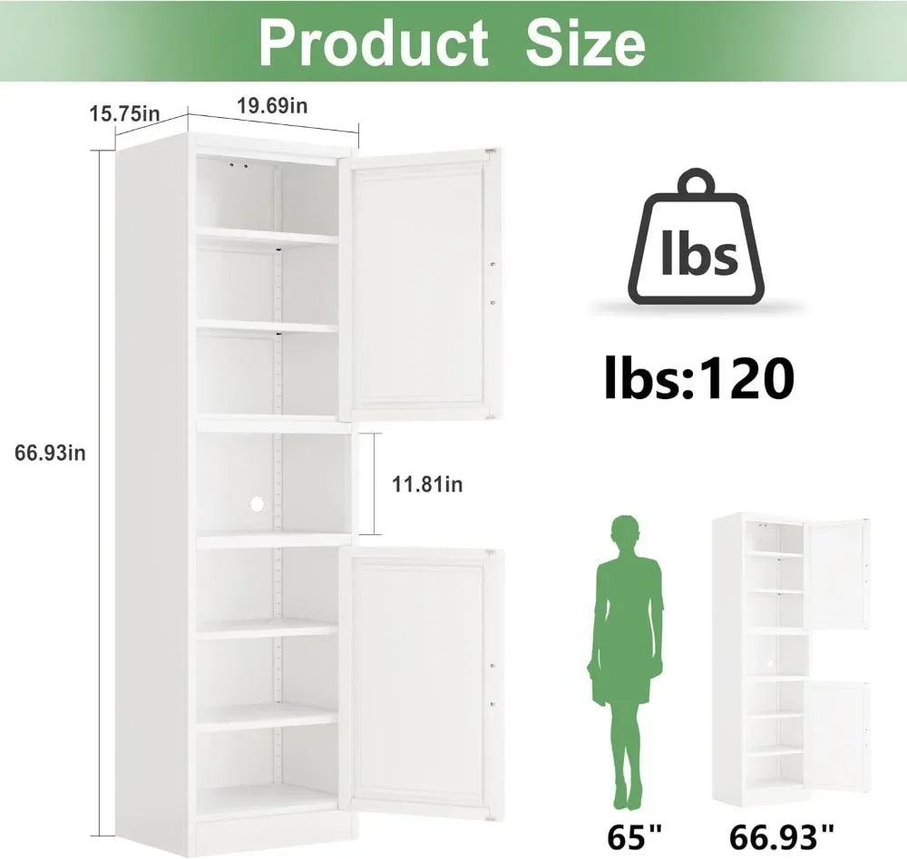 66.93" Tall Metal Storage Cabinet with 4 Adjustable Shelves,