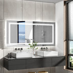 Extra Large Rectangle LED Vanity Dimmable Backlit Anti-Fog Memory with Front and Backlight Shatter-Proof