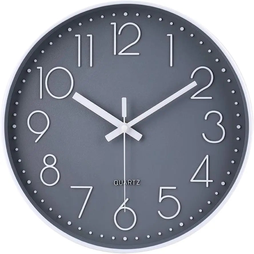 10 Inch Silent Wall Clock Non Ticking with Glass Cover
