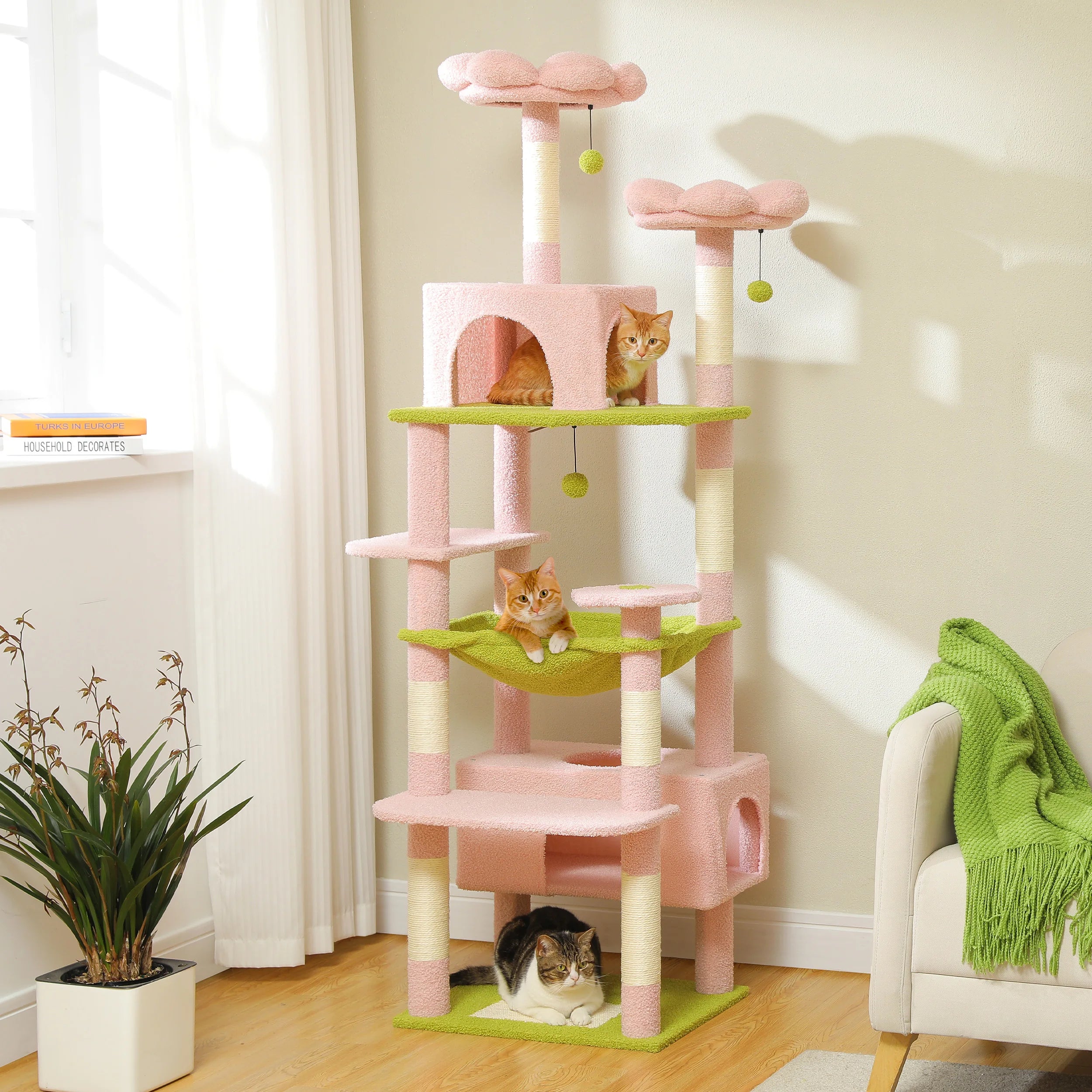 Multi-Level Cat Tree Tower with Scratching Posts&Board