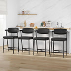 2PCS Modern Bar Stools Set with Back & Upholstered Wider Seat