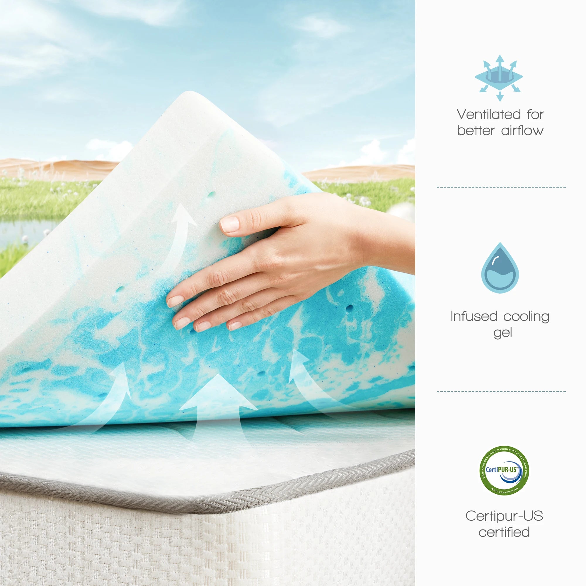 Soft Mattress Topper Thick Gel Cooling Mattress Soft and Breathable Bed Topper Bedroom Furniture