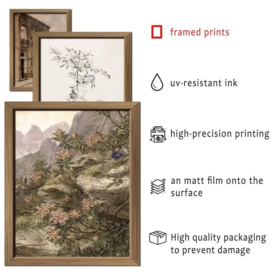 French Country Farmhouse Gallery Wall Frame Set Prints for Bedroom Bathroom, Rustic Landscape