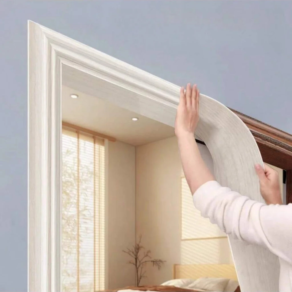 1PC 5mx10cm/20cm Imitation Wood Grain Door Frame Decoration Sticker,Bedroom and Living Room Wall Stickers,Floor Decoration Lines