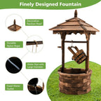 Outdoor Wooden Water Fountain with Electric Pump, 5 Adjustable Water Flow Rates,