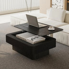 38.6" Lift Top Coffee Table with Storage, Fluted Coffee Table with Solid Wood Veneered, Mid Century Modern Wooden, Customized