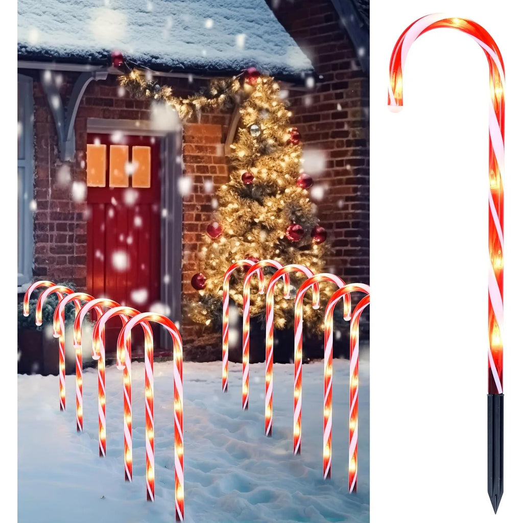 Set of 12 Candy Cane Pathway Marker Lights