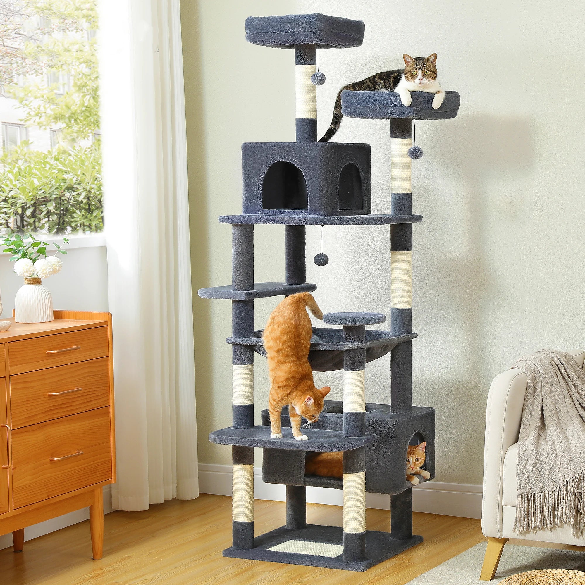 Multi-Level Cat Tree Tower with Scratching Posts&Board
