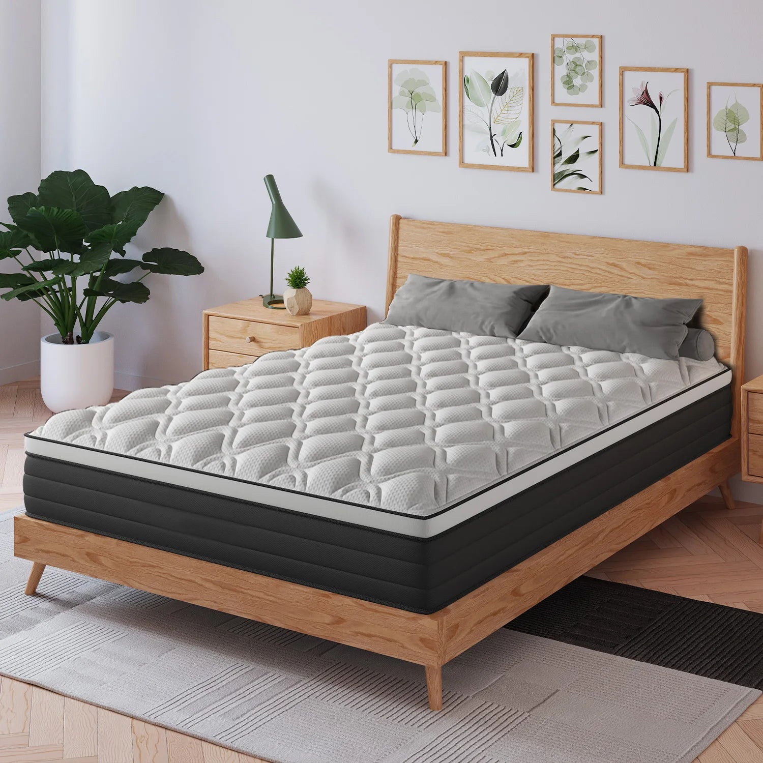 12"14" Gel Memory Foam Hybrid Pocket Spring Mattress Twin Full King Queen Bed Mattress In A Box, Medium Firm Motion Isolation