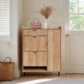 Freestanding Narrow Entryway Shoe Organizer With Adjustable Shelves,