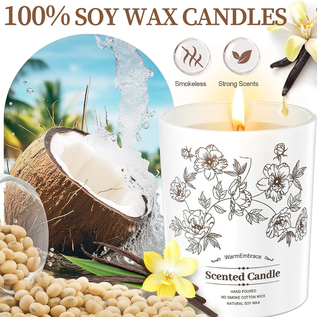 Deluxe Vanilla Coconut Soy Wax Candle, 8 Oz
