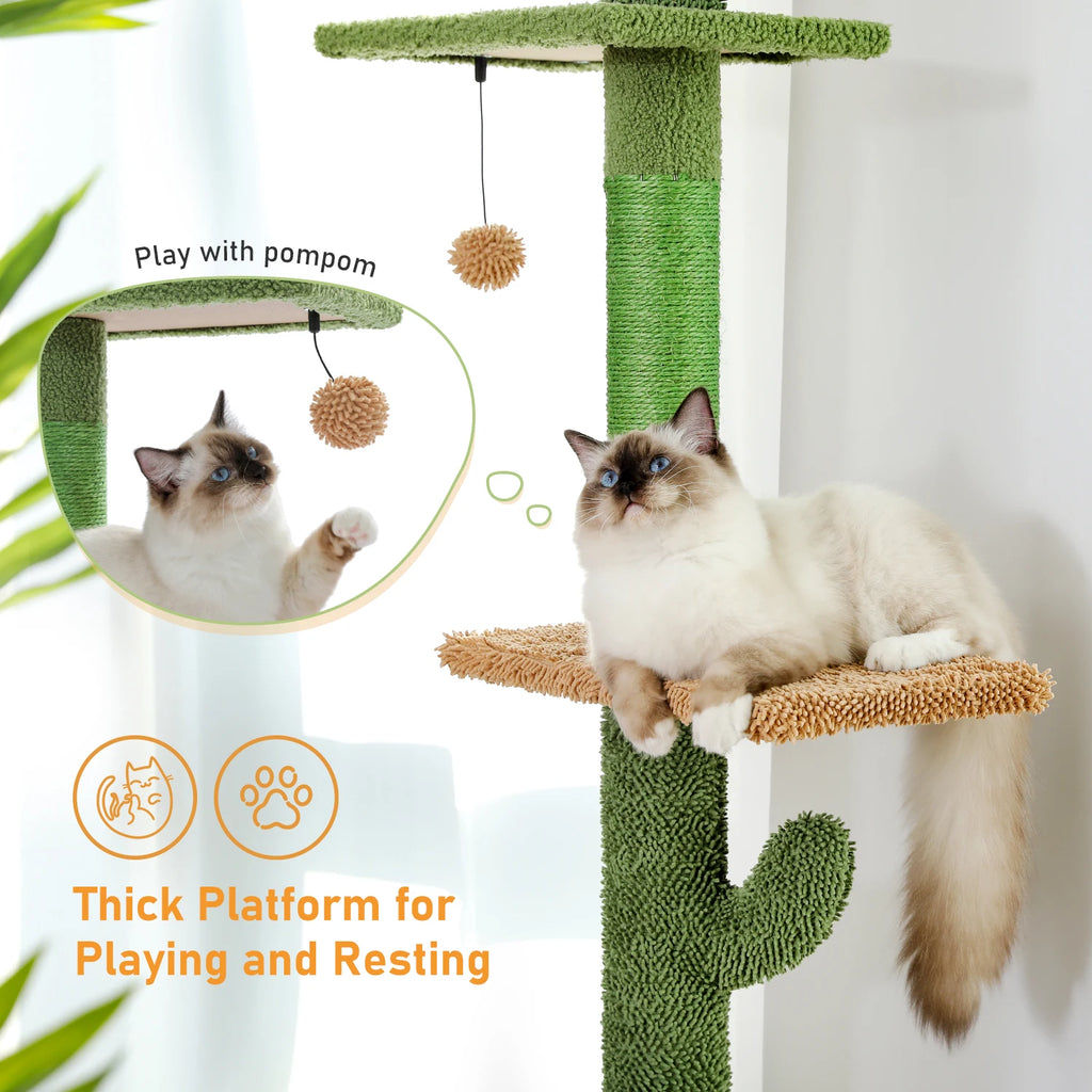 5-Tier Floor to Ceiling Cat Tower Cactus