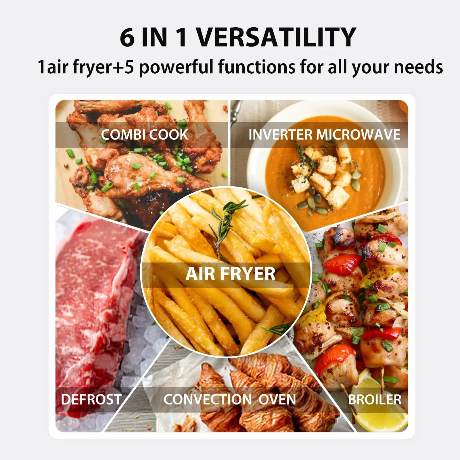 TOSHIBA 6-in-1 Inverter Microwave Oven Air Fryer Combo MASTER Series - Broil, Convection, Speedy Combi, 27 Auto Menu