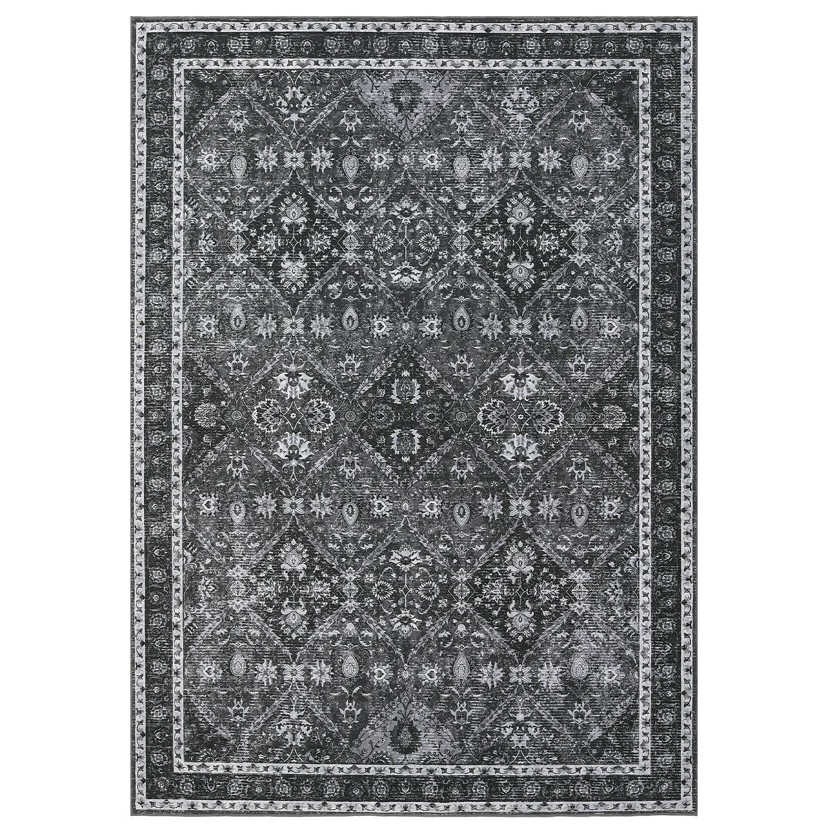 Rug for Living Room, Machine Washable, Non-Slip,Stain & Water Resistant, Low-Pile Moroccan Trellis Hallway Vintage Foldable Rug