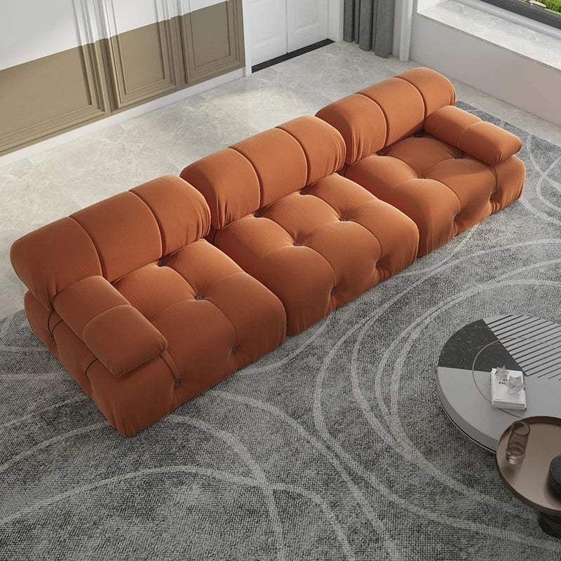 104" Minimalist Modular Sectional Sofas Modern Velvet Convertible Couches 3 Seats
