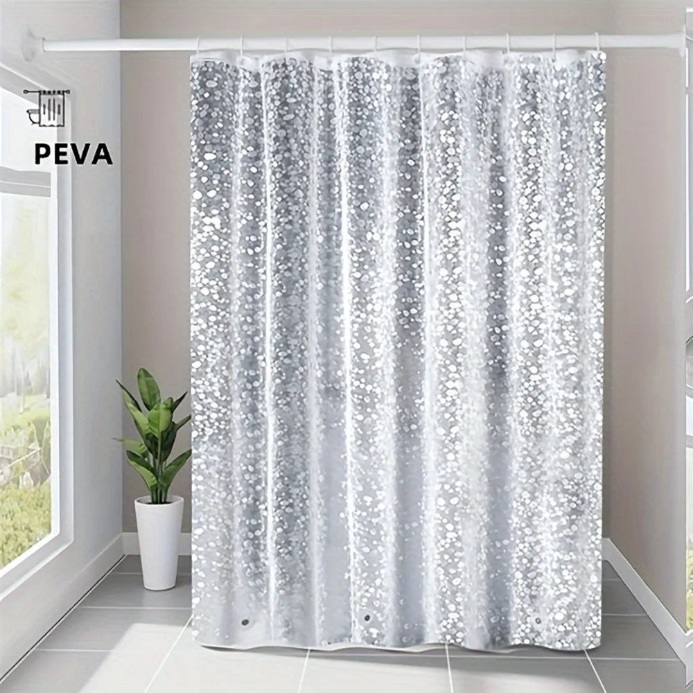 3D Pebble Pattern Shower Curtain Liner – Heavy-Duty with Magnets
