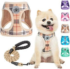 Safe Harness for Small Dogs & Cats – Reflective Plaid Set