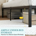 14"  Twin/Full/Quen/King Metal Platform Bed Frame with Storage Space, No Box Spring Needed,